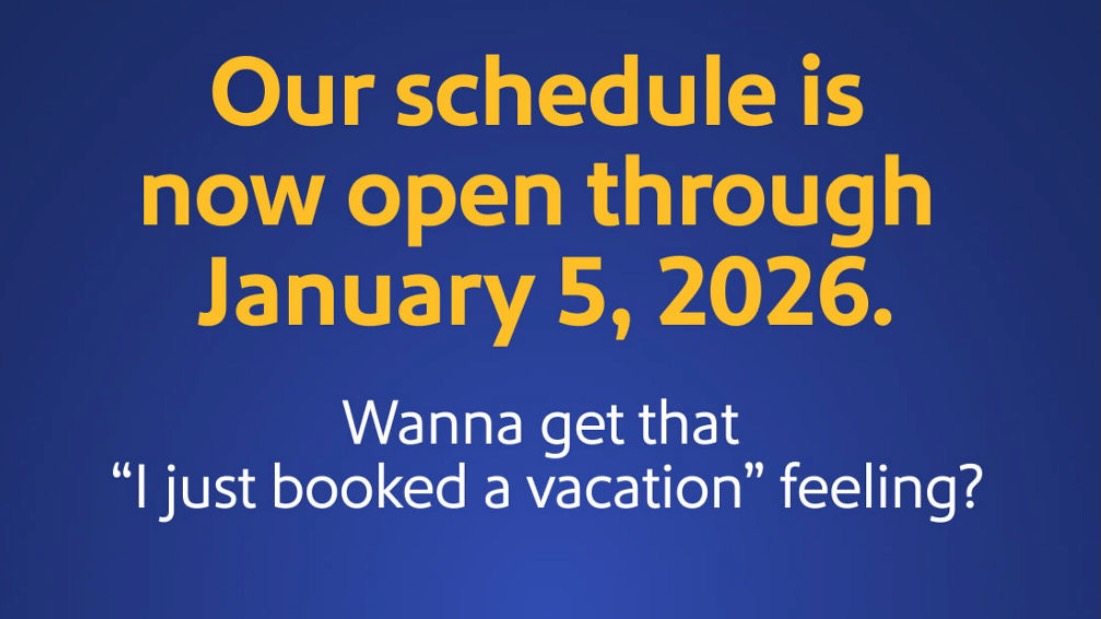 a blue background with yellow text